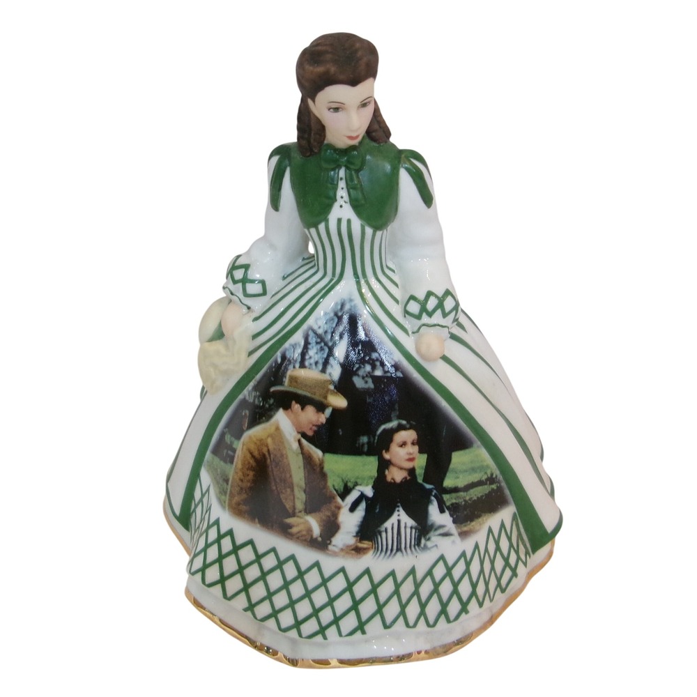 Bradford Editions Gone With the Wind Scarlett O'Hara Green White Dress Figurine